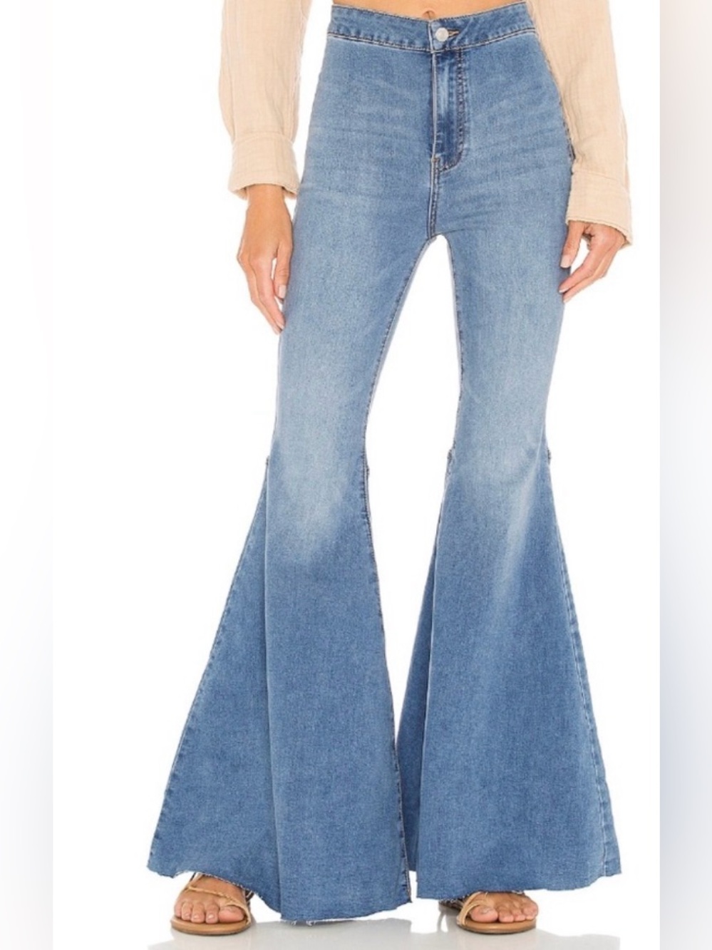FREE PEOPLE Just Float On High-Rise Light Blue Flare Jeans